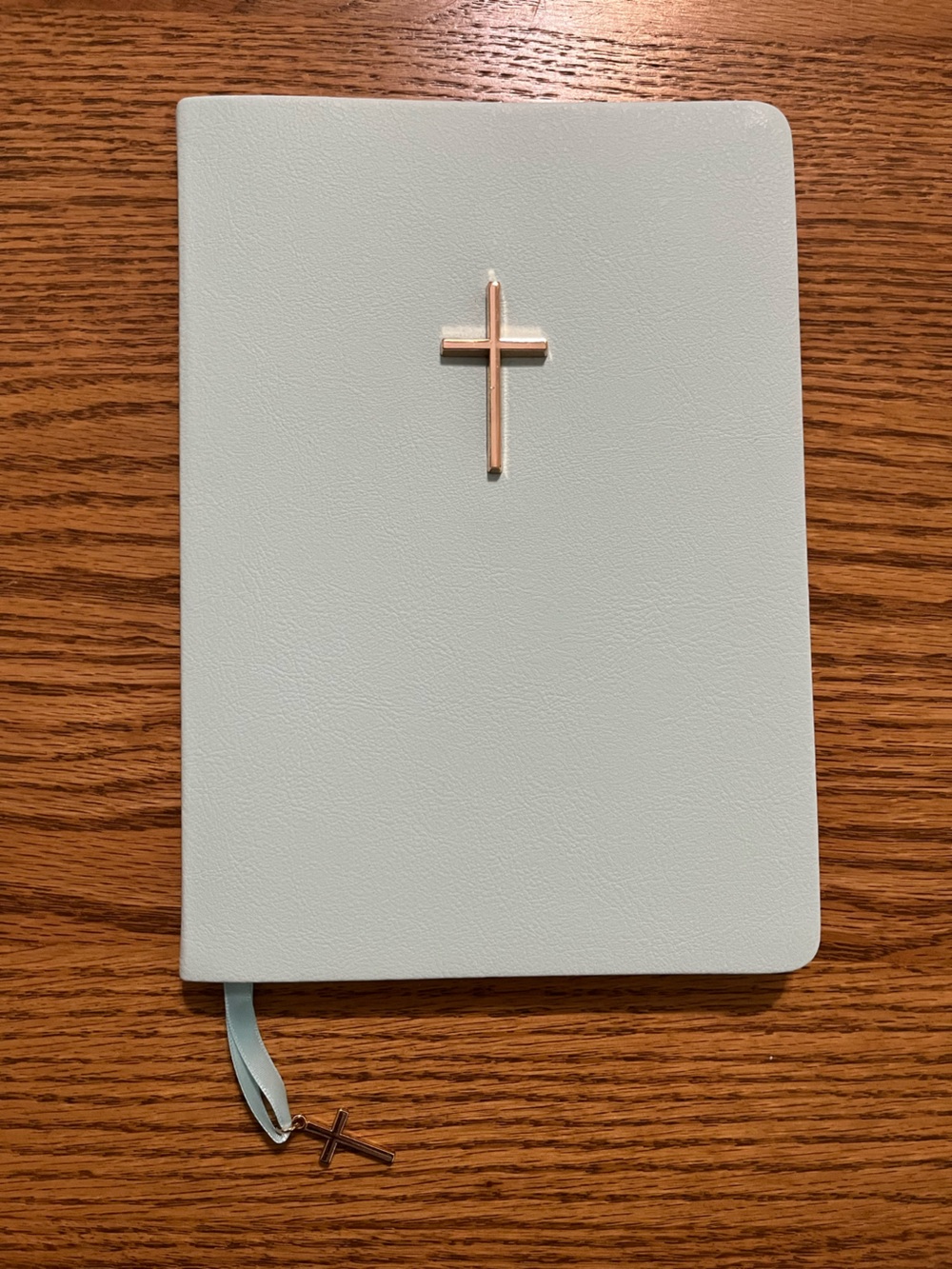 Light Blue Textured Journal with Ribbon Bookmark